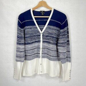 Marble V-Neck Cardigan Soft Preppy Academia Coastal Grandma Chic Boho L